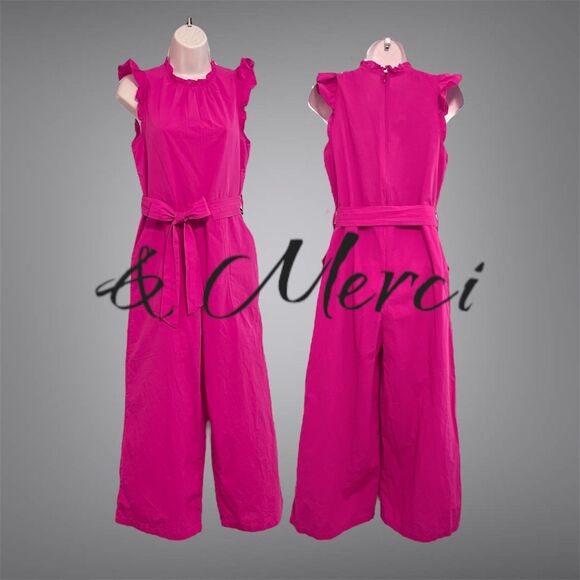& Merci Pink Ruffle Neck Jumpsuit Size S - Picture 16 of 16